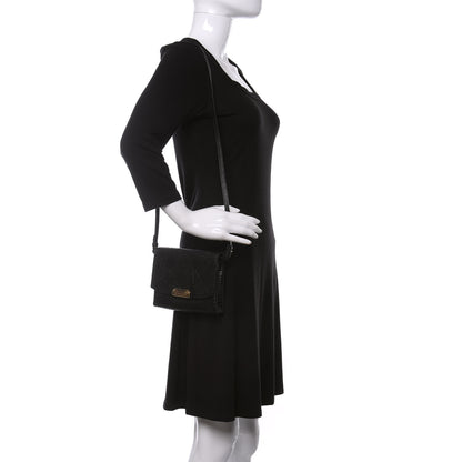 Burberry Signature Grain Calfskin Check Embossed Langley Crossbody Black 2 of 10