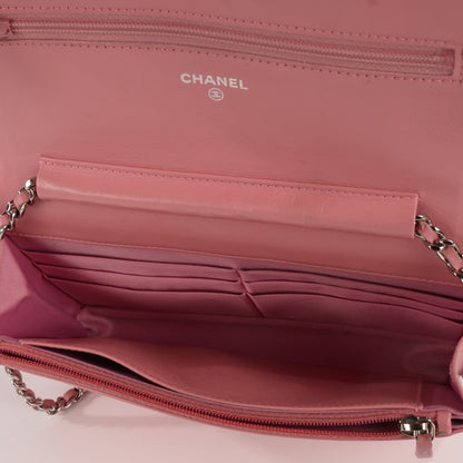 Chanel Lambskin Camellia Embossed Wallet on Chain WOC Pink 5 of 8