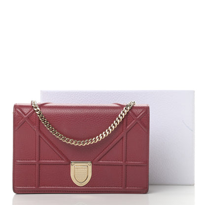Christian Dior Grained Calfskin Diorama Wallet on Chain Pouch Burgundy 15 of 15