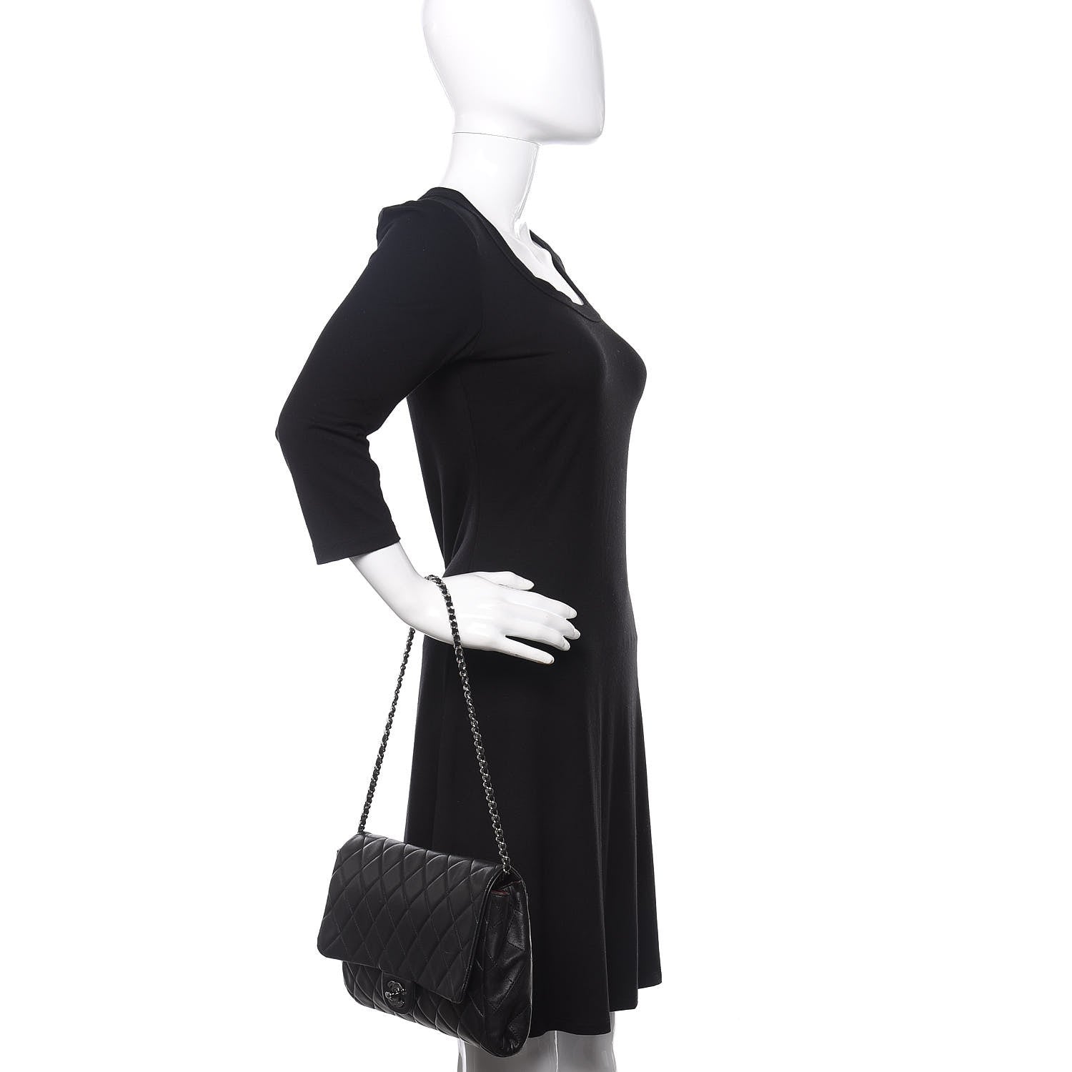 Chanel Lambskin Quilted Clutch With Chain Flap Black 2 of 12