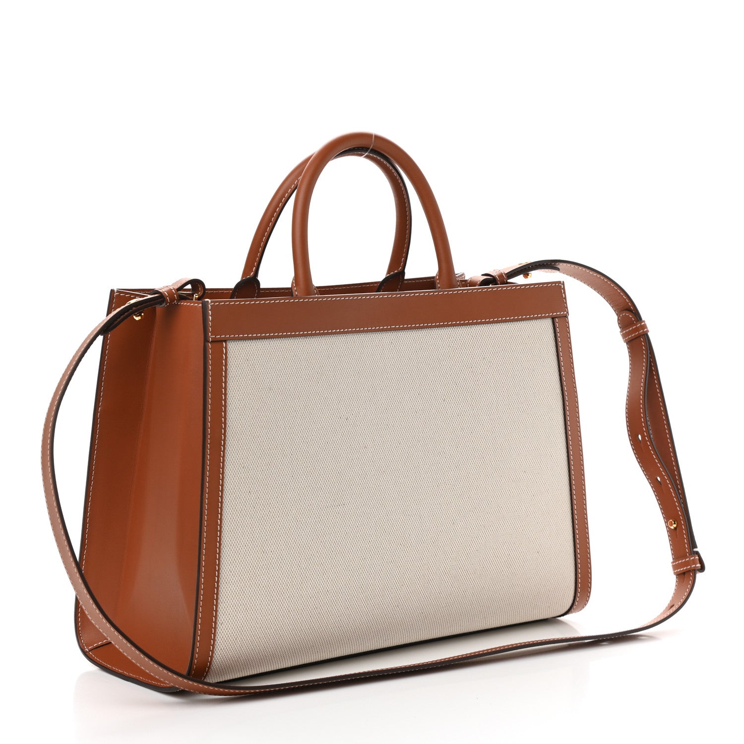 Delvaux Canvas Calfsim Frame Tote PM Natural Brandy 3 of 9
