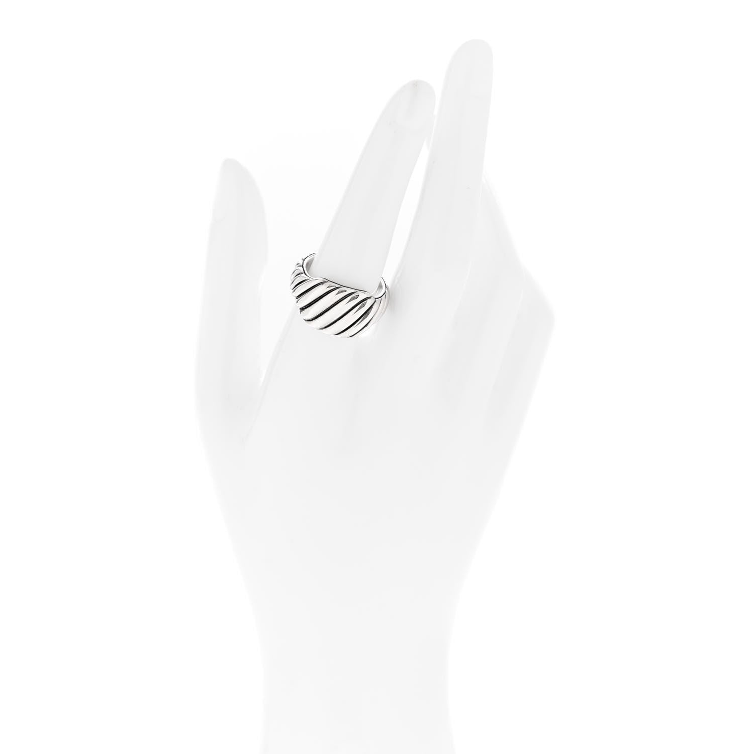 David Yurman Sterling Silver 12.5mm Sculpted Cable Contour Ring 55 7.25 2 of 5