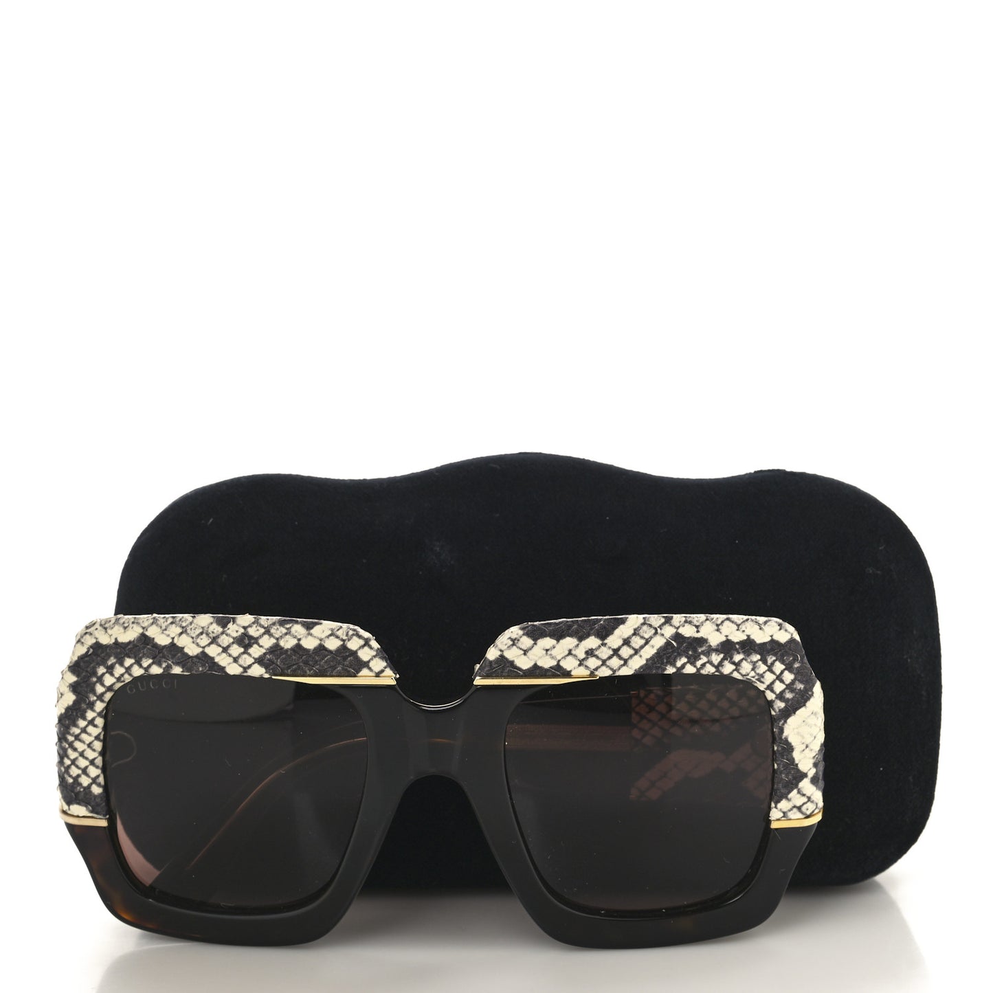 Snakeskin Acetate Square Sunglasses GG0484S Havana