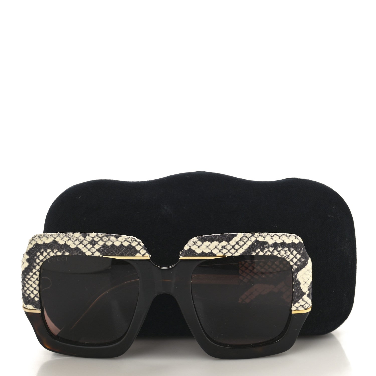 Gucci Snakeskin Acetate Square Sunglasses GG0484S Havana 9 of 9