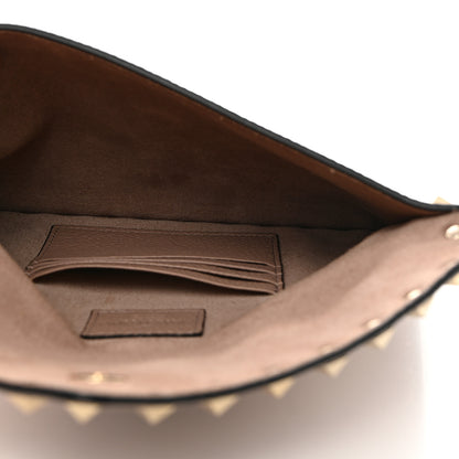 Valentino Garavani Pebbled Calfskin Medium Rockstud Envelope Flat Wristlet Pouch Poudre 5 of 7