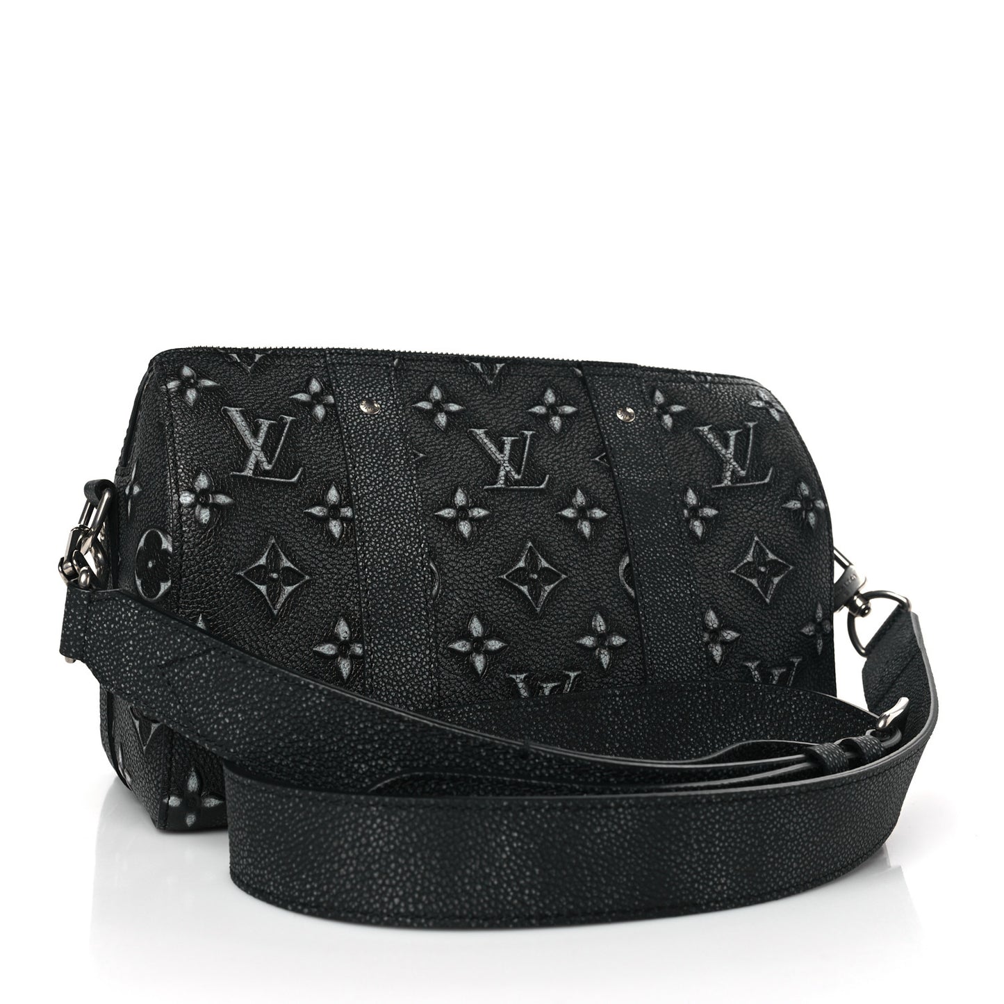 Cowhide Faded Monogram City Keepall Charcoal