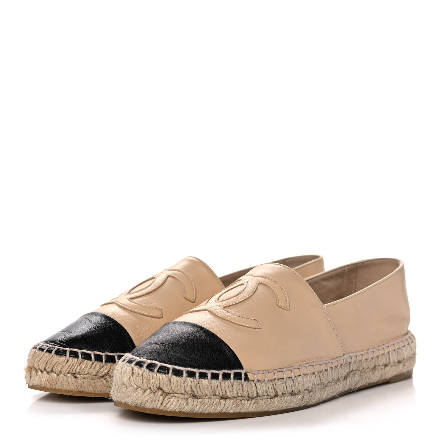 Lambskin CC Espadrilles 39 Beige Black