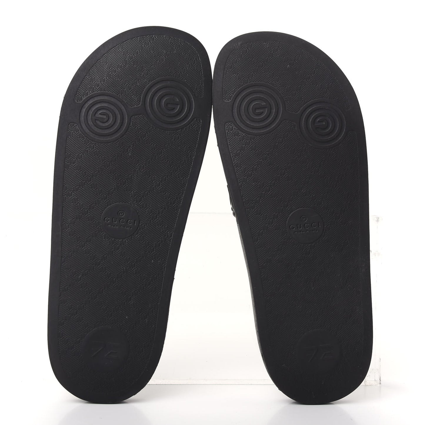 Rubber GG Monogram Perforated Womens Slide Sandals 39 Black