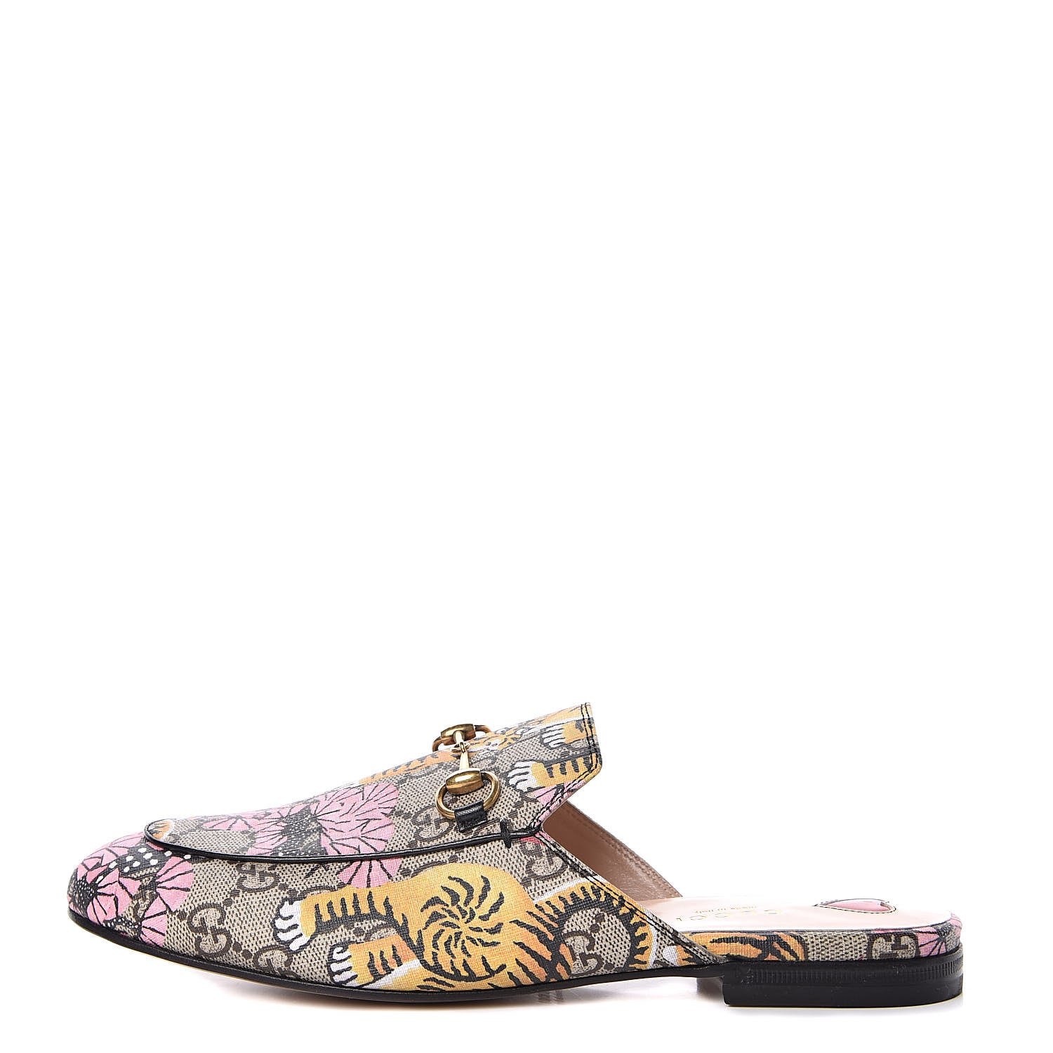Gucci GG Supreme Monogram Bengal Womens Princetown Slippers 38 Beige Crop Pink 1 of 8