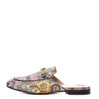 Gucci GG Supreme Monogram Bengal Womens Princetown Slippers 38 Beige Crop Pink 1 of 8
