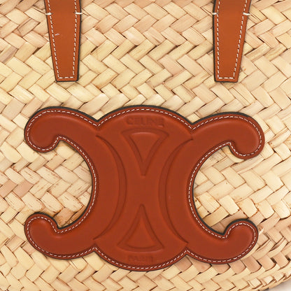 Celine Raffia Calfskin Triomphe Teen Panier Tan 7 of 10