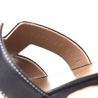 Hermes Box Calfskin Oran Sandals 36 Black 8 of 9