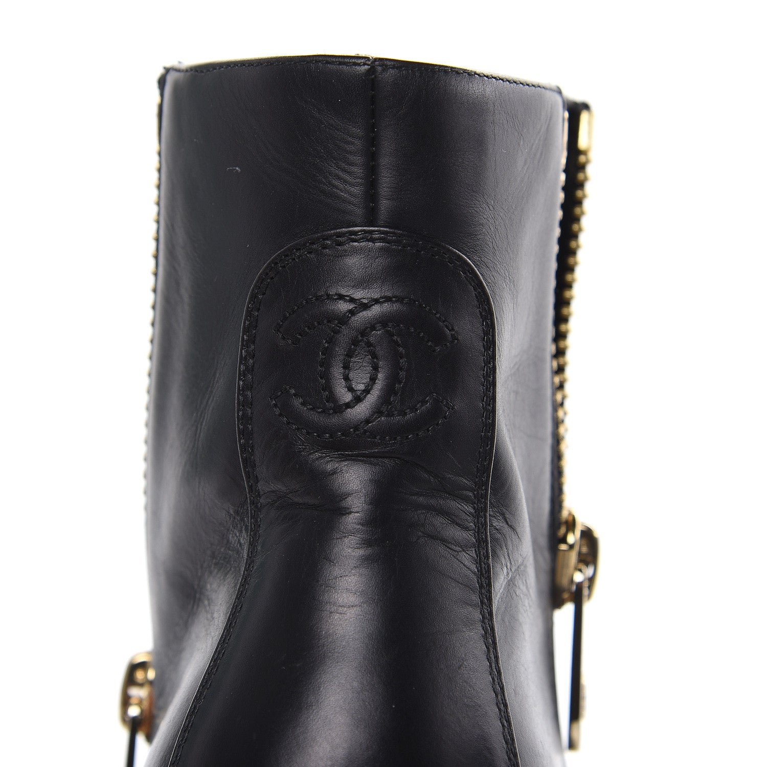 Chanel Calfskin Double Zip Short Boots 36.5 Black 13 of 14