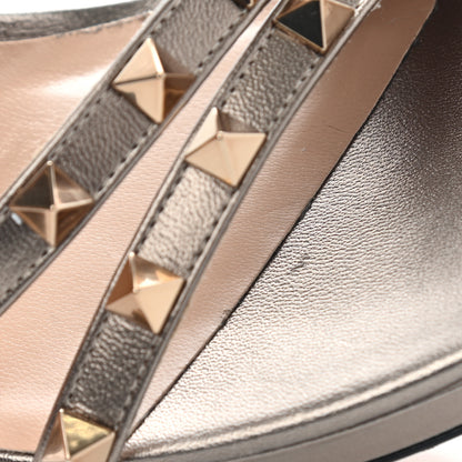 Valentino Garavani Metallic Nappa Rockstud Slingback High Heel Sandals 38 Sasso 9 of 11