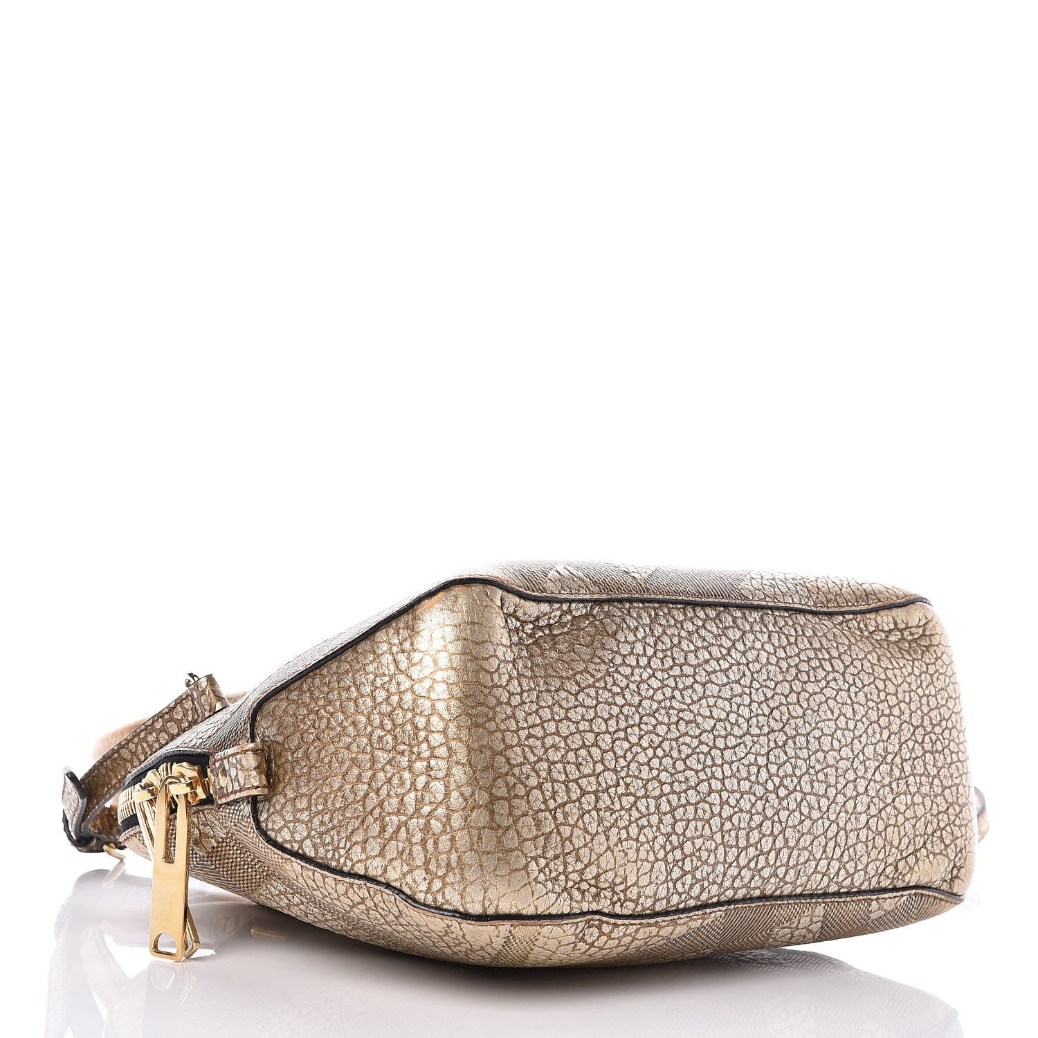 Burberry Metallic Heritage Grain Check Embossed Small Orchard Bowling Bag Gold 4 of 21