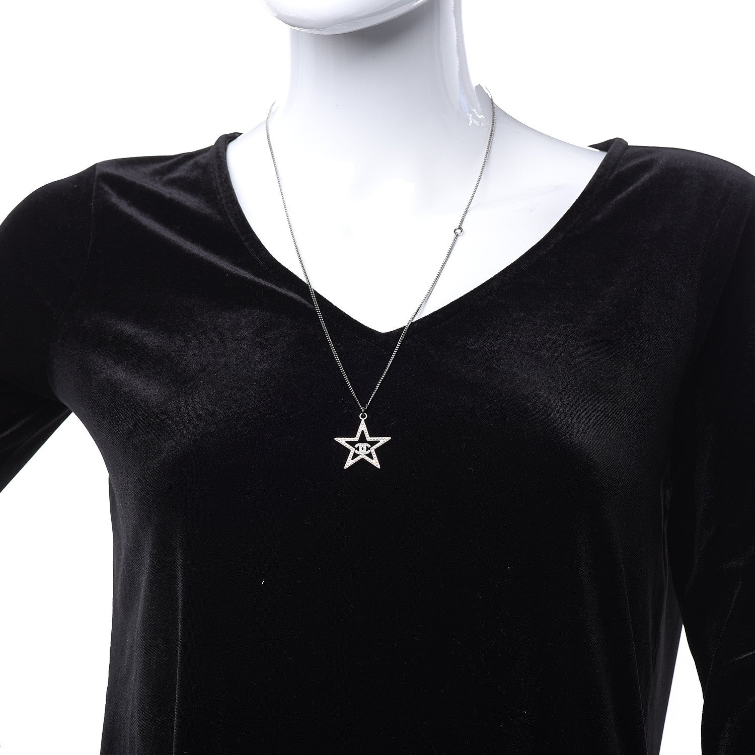 Chanel Ruthenium Crystal Star CC Necklace Iridescent Pink 2 of 6