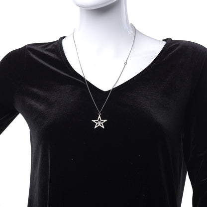 Chanel Ruthenium Crystal Star CC Necklace Iridescent Pink 2 of 6