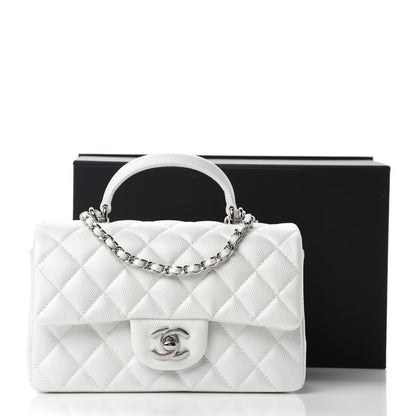 Chanel Iridescent Caviar Quilted Mini Top Handle Rectangular Flap White 11 of 11