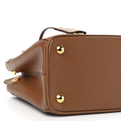 Prada Saffiano Lux Mini Galleria Double Zip Tote Cannella 7 of 8