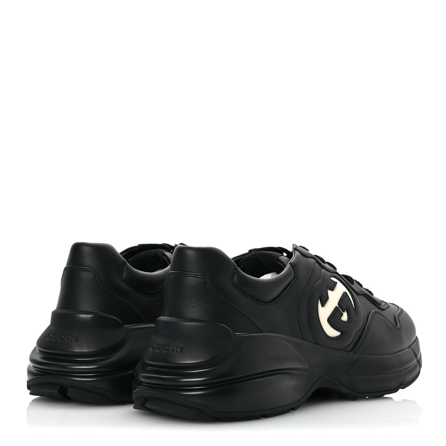 Gucci Dali Soft Calfskin Cut Out Interlocking G Mens Rhyton Sneakers 11 Black Ivoire 5 of 10