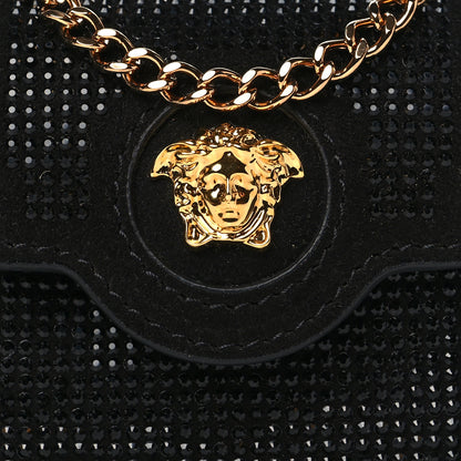 Versace Suede Crystal Studded Micro La Medusa Bag Black 7 of 9