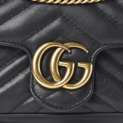Gucci Calfskin Matelasse Super Mini GG Marmont Shoulder Bag Black 8 of 11