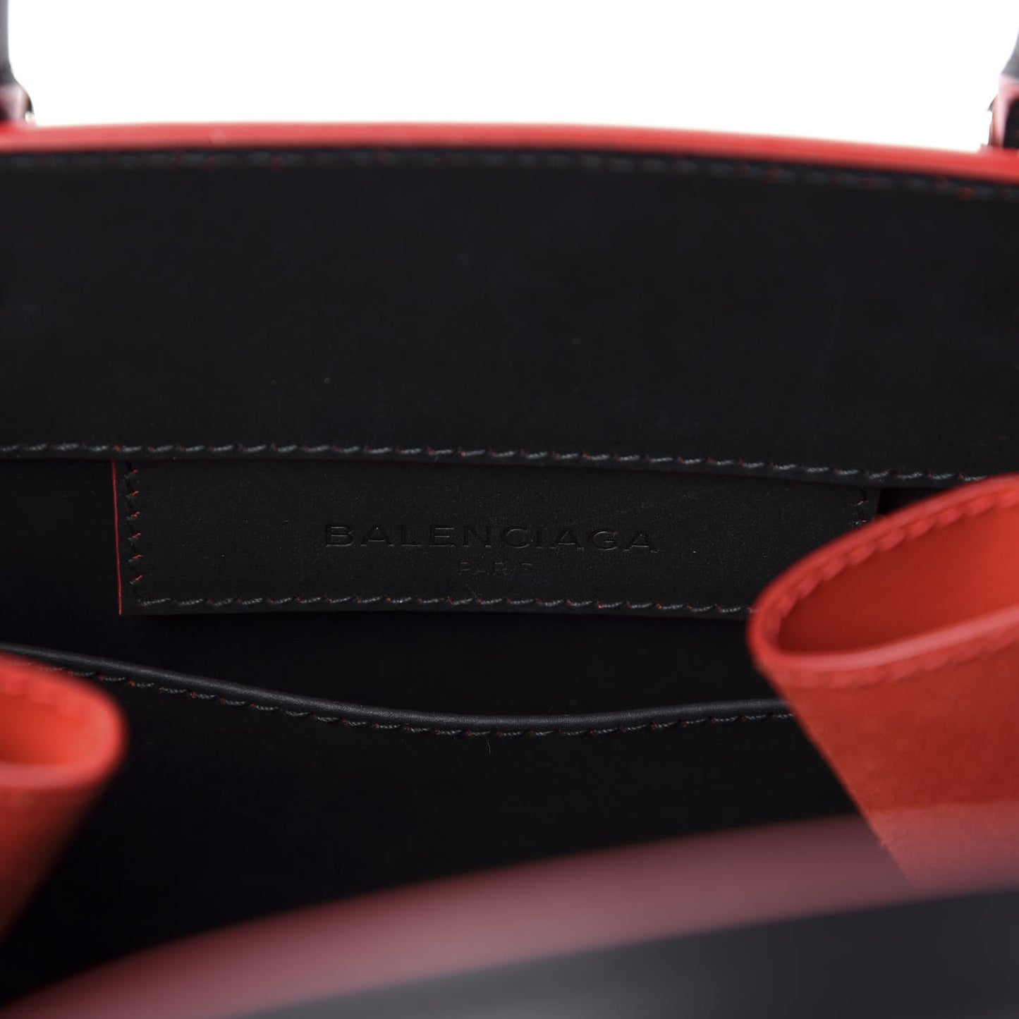 Rubberized Calfskin Papier Mini A4 Zip Around Tote Black Red