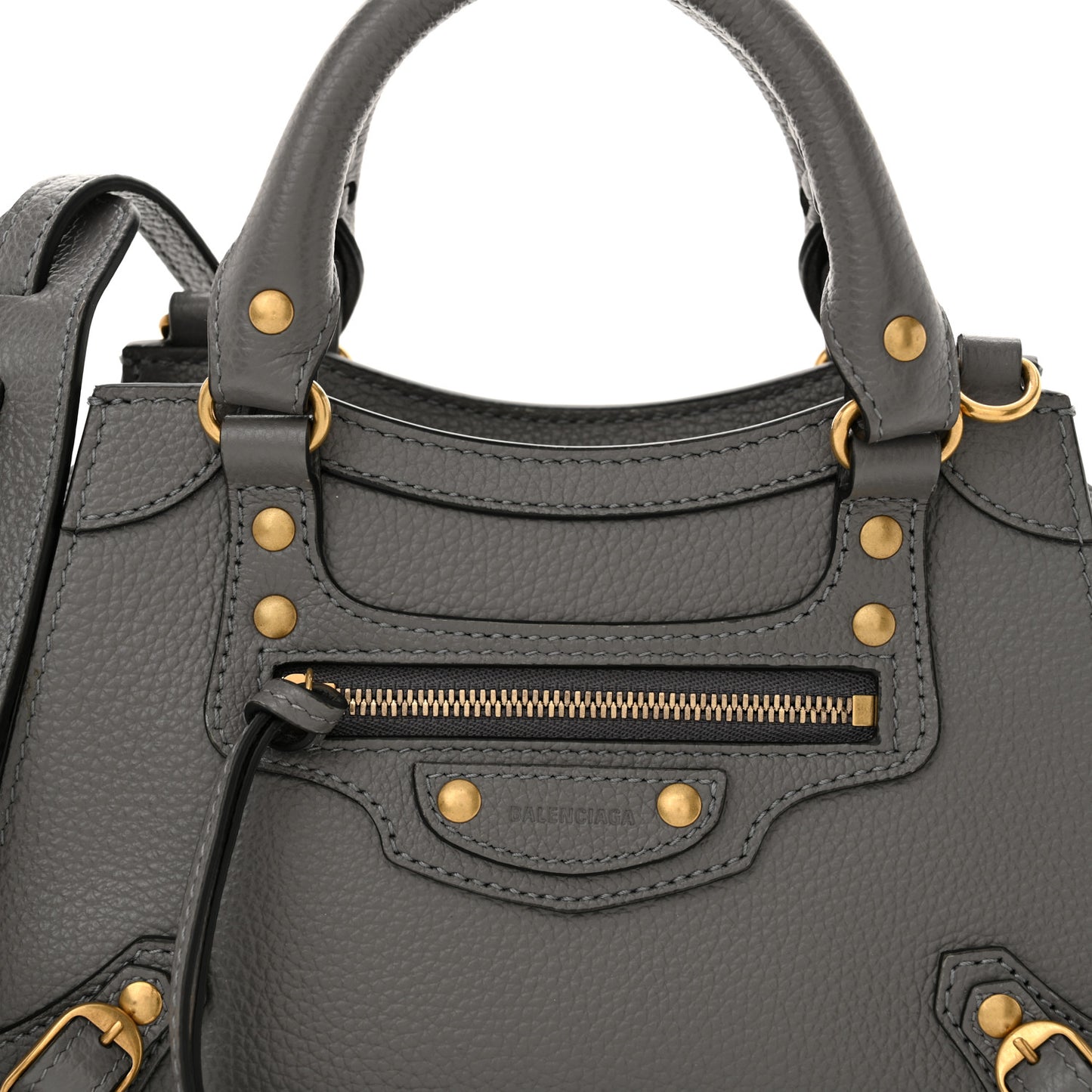 Grained Calfskin Neo Classic Gold Hardware Mini City Dark Grey
