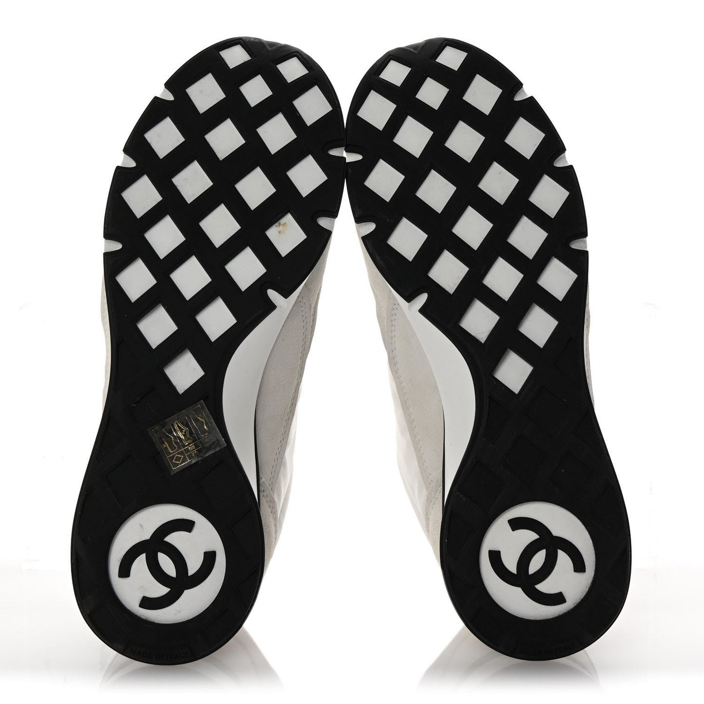Nylon Suede Kidskin Calfskin Logo Sneakers 37 White Black