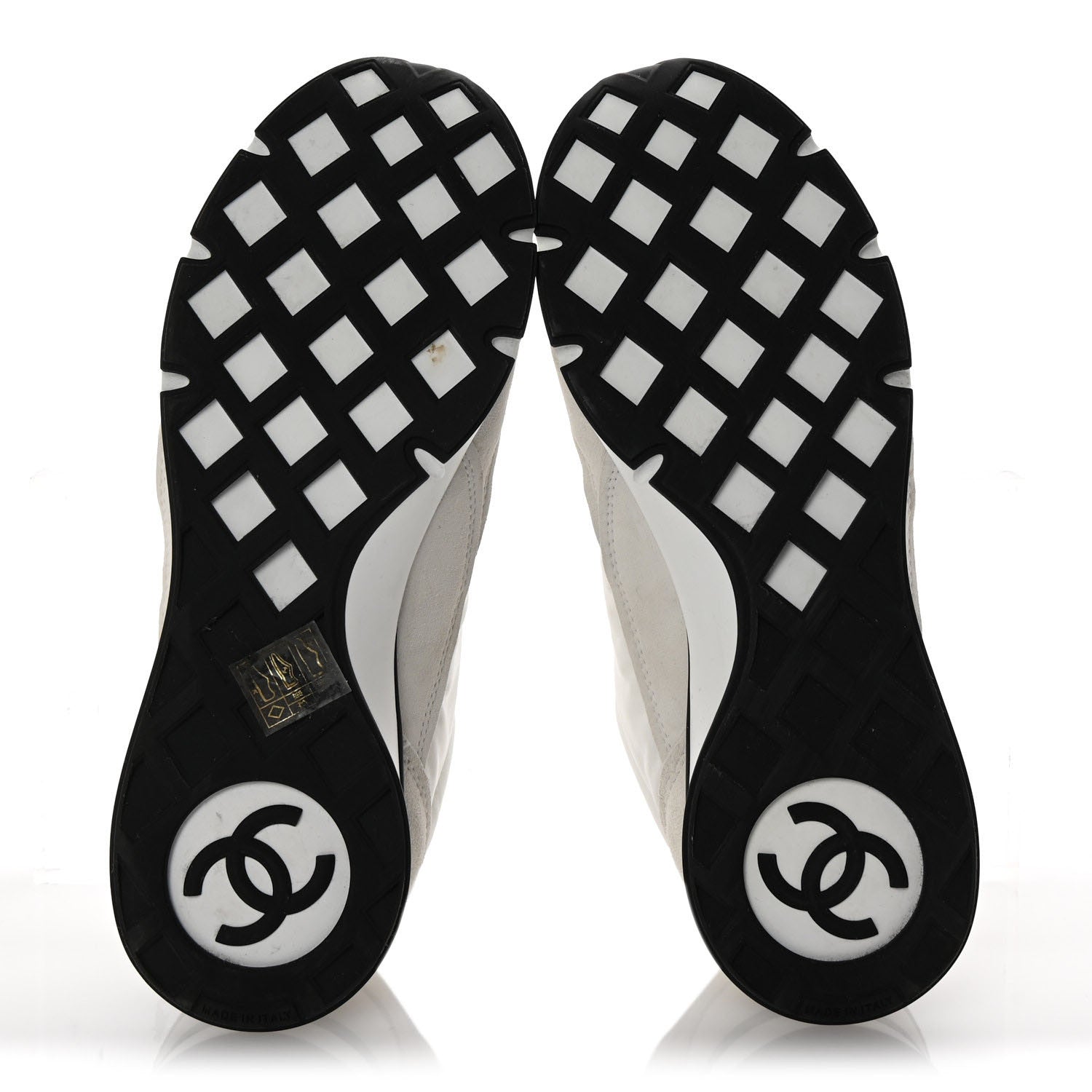 Chanel Nylon Suede Kidskin Calfskin Logo Sneakers 37 White Black 6 of 10