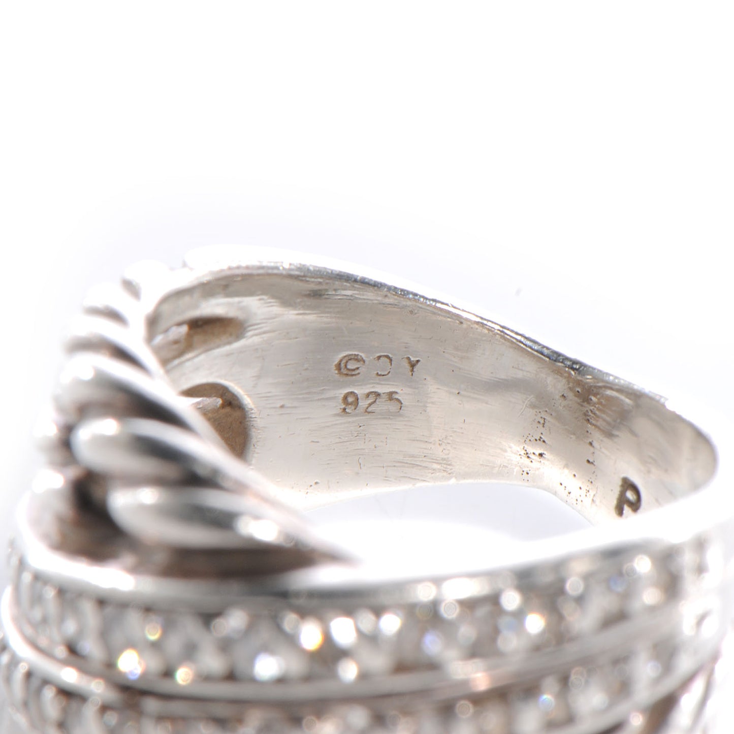 Sterling Silver Diamond Crossover Ring 4.5