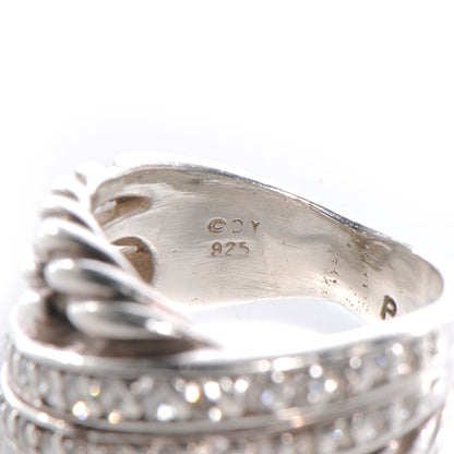 David Yurman Sterling Silver Diamond Crossover Ring 4.5 4 of 5