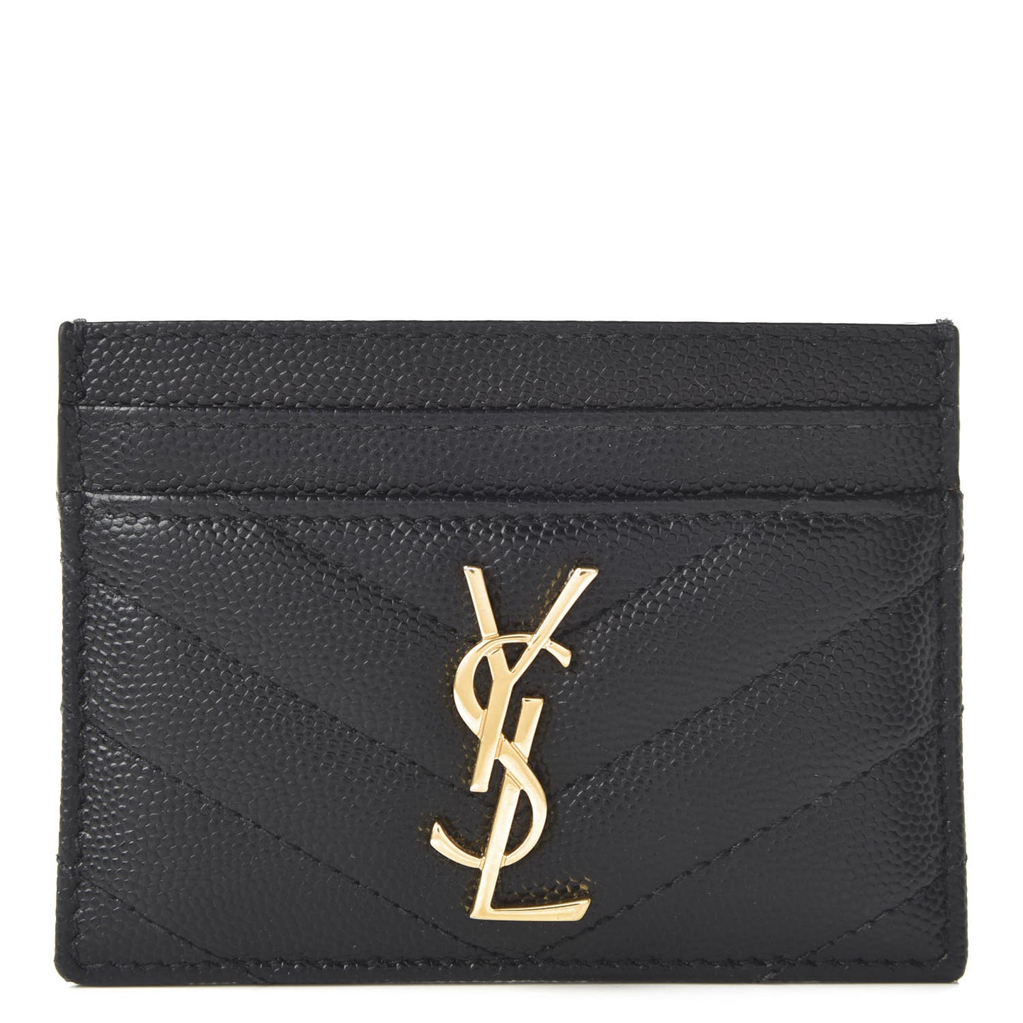 Grain De Poudre Matelasse Chevron Monogram Credit Card Case Black