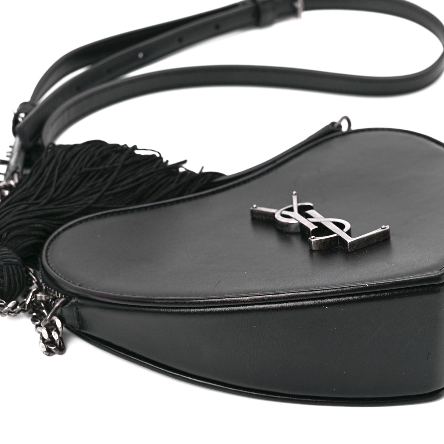 Calfskin Heart Monogram Crossbody Black