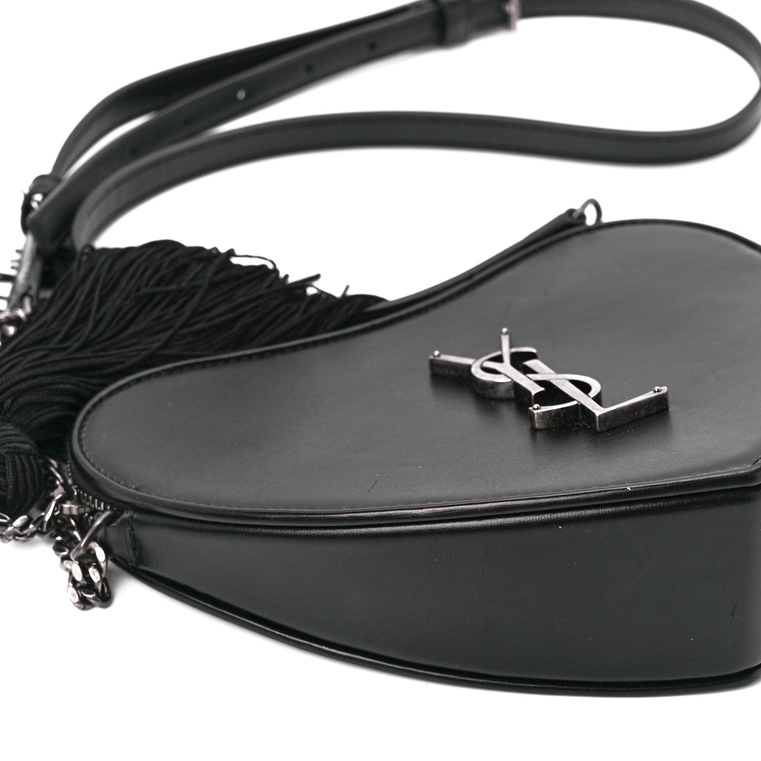 Saint Laurent Calfskin Heart Monogram Crossbody Black 10 of 12
