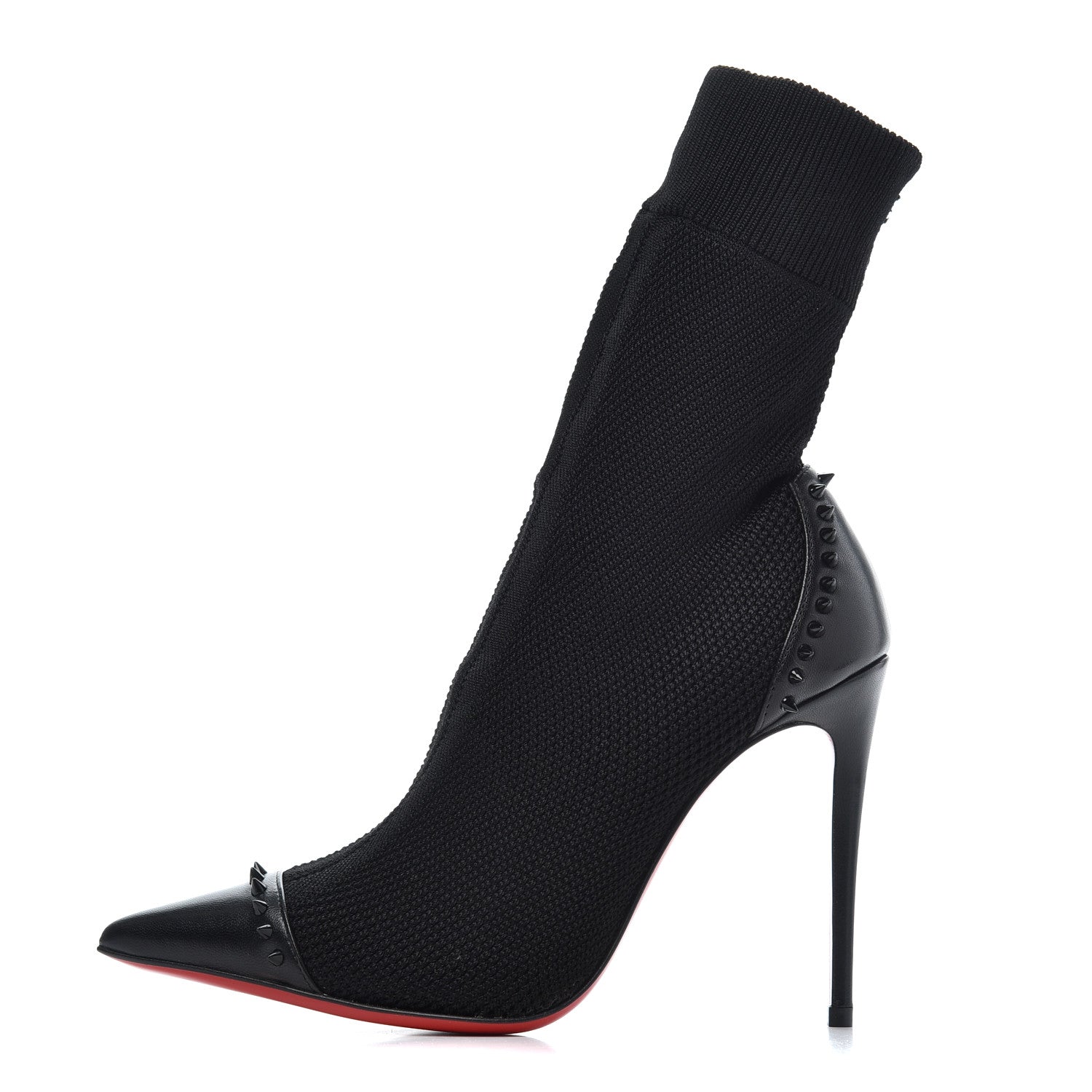 Christian Louboutin Shiny Nappa Maille Tricot Dovi Dova 100 Ankle Boots 36.5 Black 1 of 10