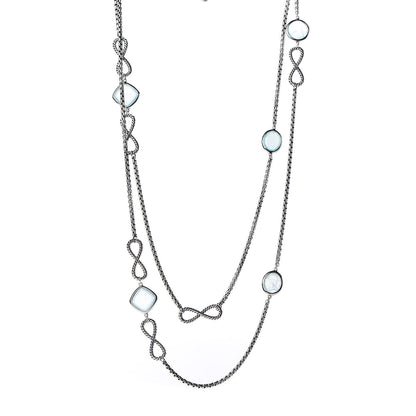 David Yurman Sterling Silver Chalcedony Infinity Necklace 1 of 4