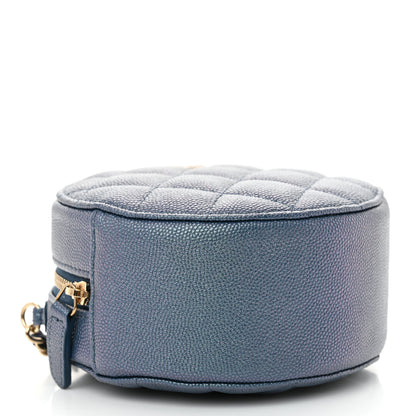Chanel Iridescent Caviar Quilted Round Clutch With Chain Blue 4 of 10