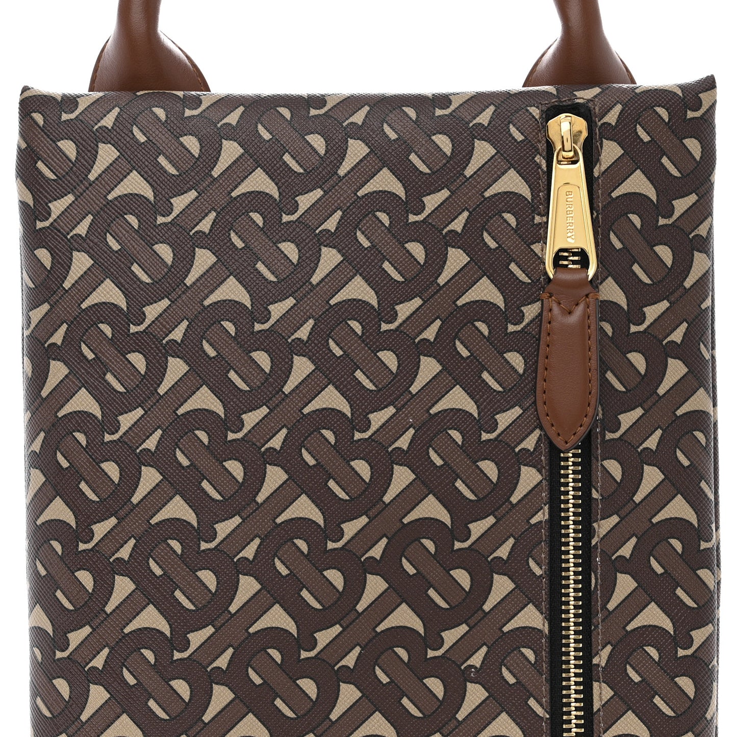 E-Canvas Monogram Top Handle Pouch Bridle Brown