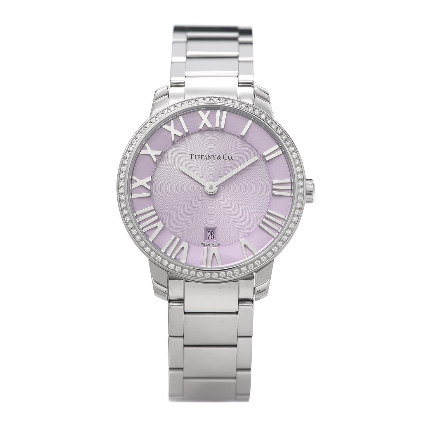 Stainless Steel Diamond Bezel 31mm Atlas 2-Hand Quartz Watch Mauve