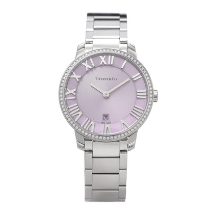 Tiffany Stainless Steel Diamond Bezel 31mm Atlas 2-Hand Quartz Watch Mauve 1 of 7