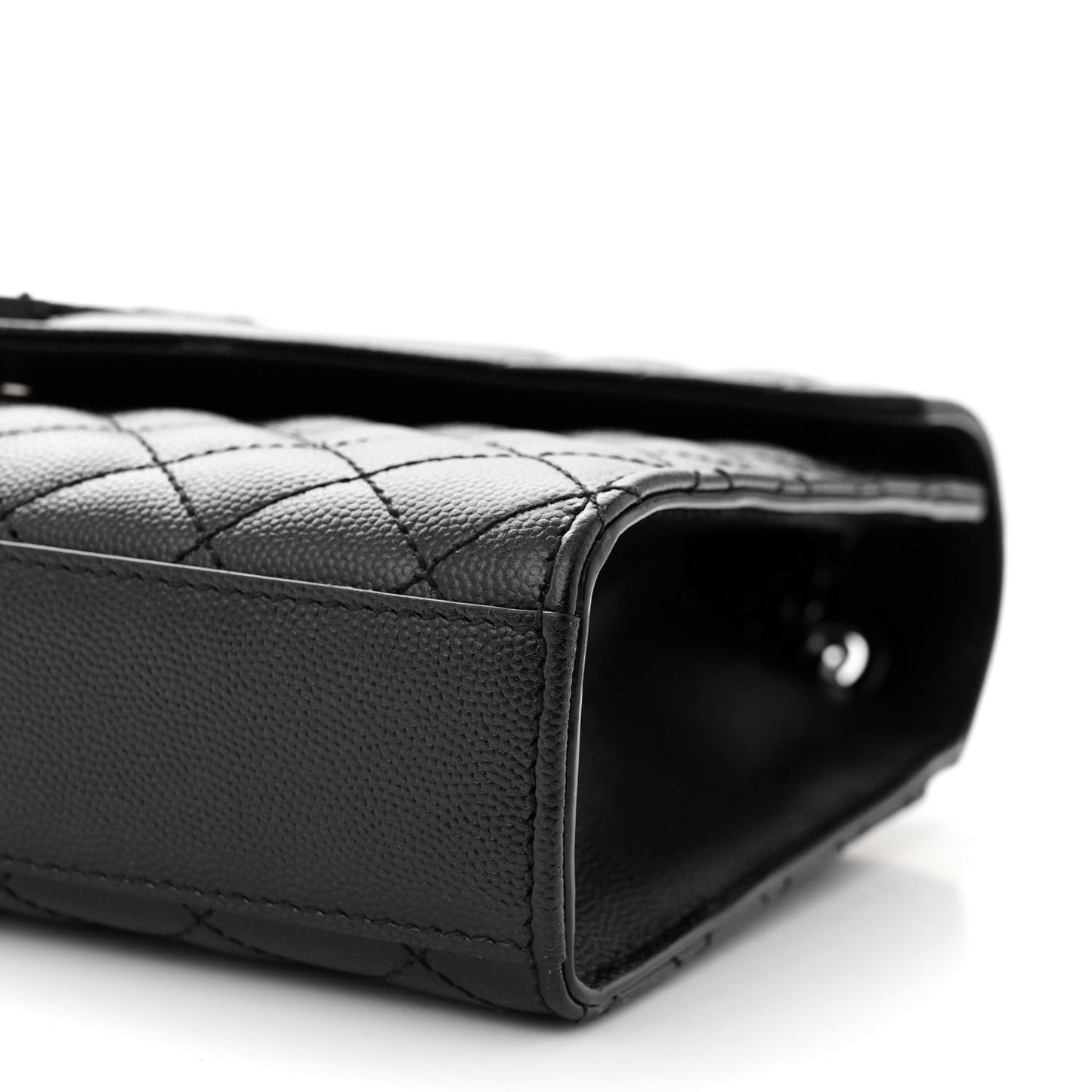 Grain De Poudre Textured Mixed Matelasse Triquilt Medium Monogram Monochrome Satchel Black
