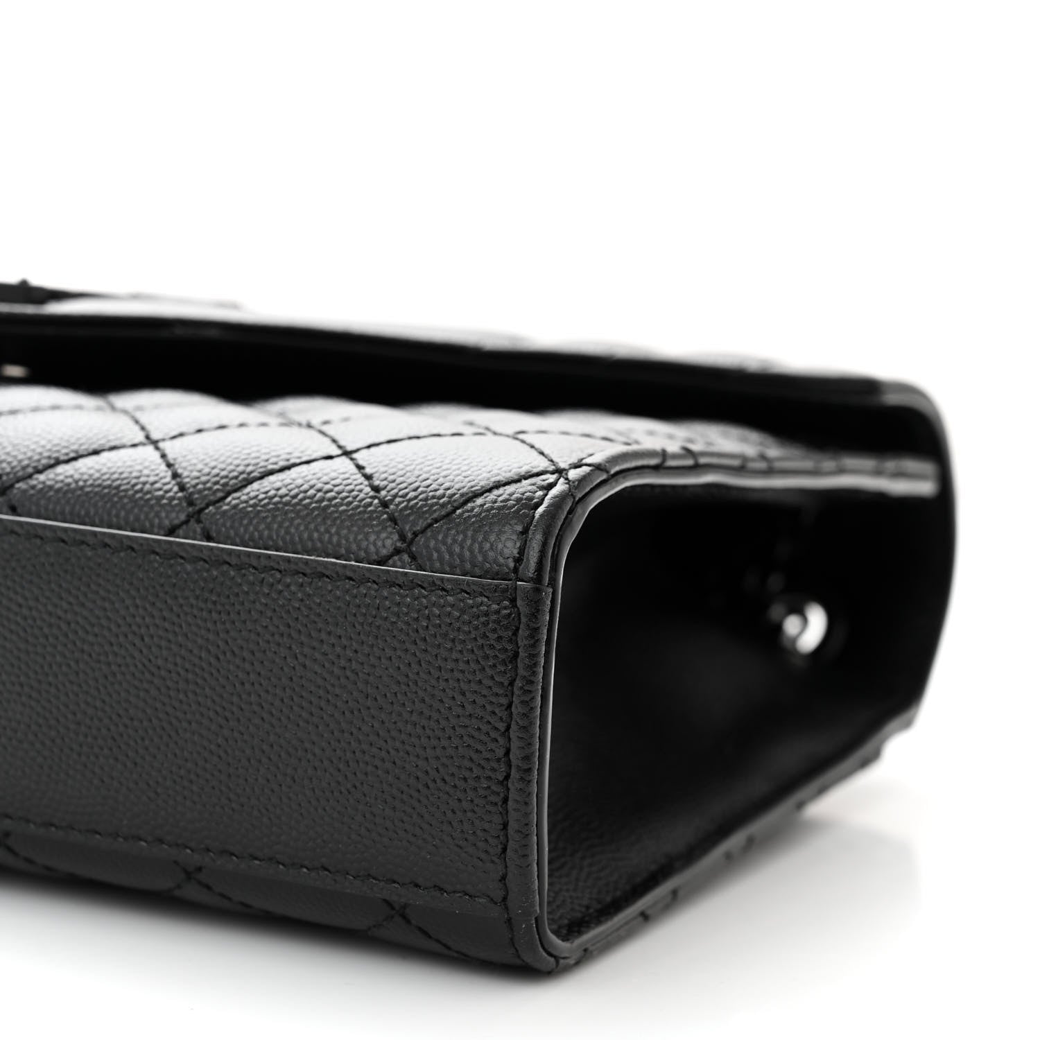 Saint Laurent Grain De Poudre Textured Mixed Matelasse Triquilt Medium Monogram Monochrome Satchel Black 10 of 11