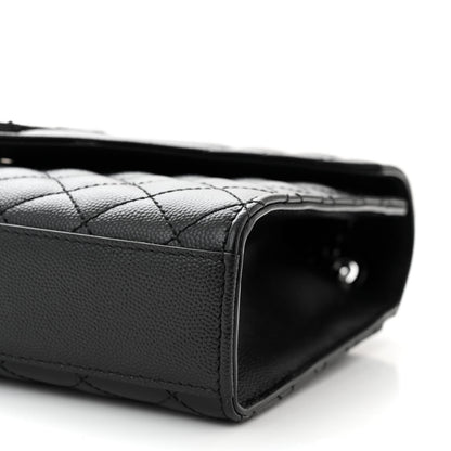 Saint Laurent Grain De Poudre Textured Mixed Matelasse Triquilt Medium Monogram Monochrome Satchel Black 10 of 11