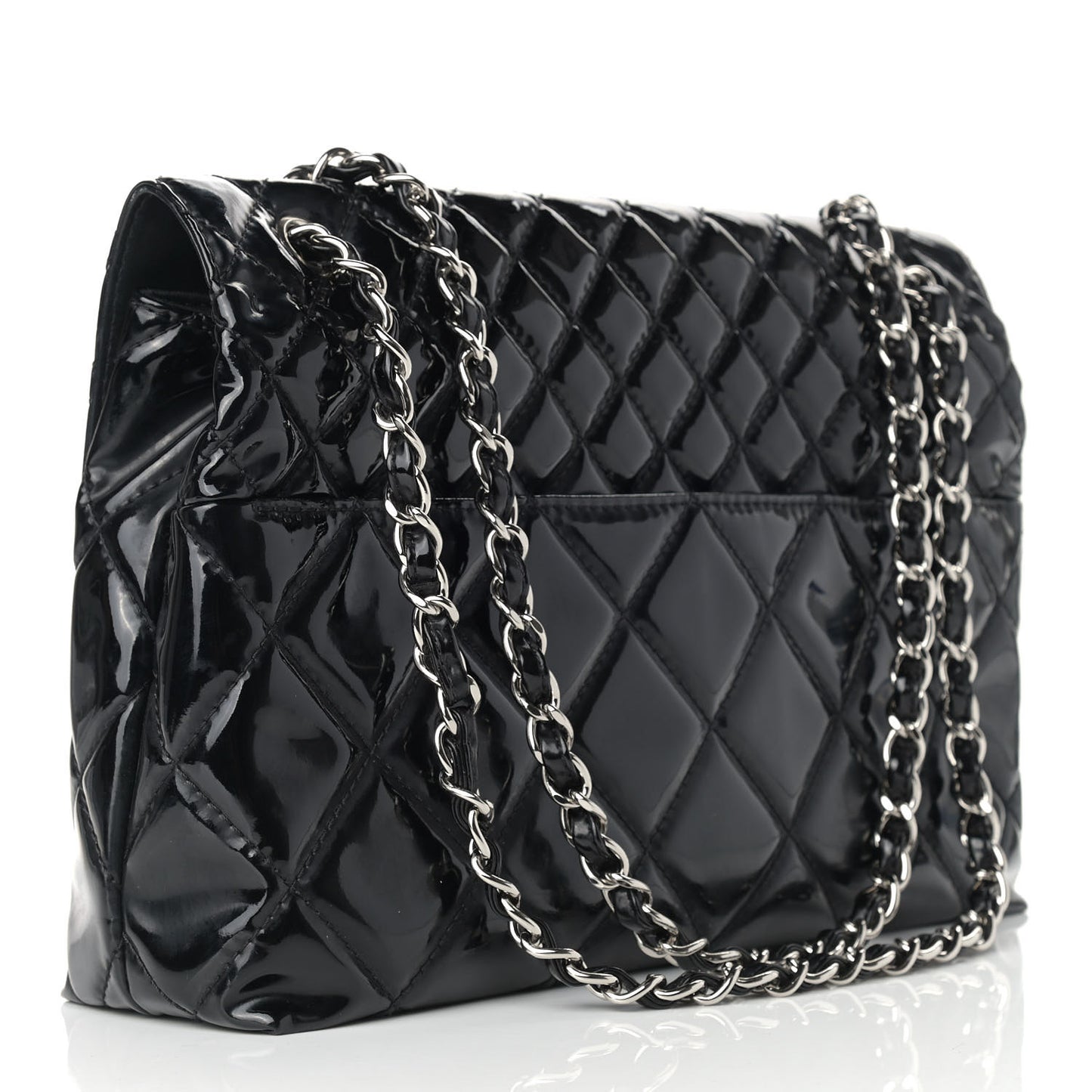 Vinyl Quilted In the Business Flap Bag Black