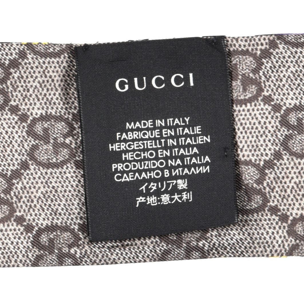 Silk GG Monogram Floral Print Neck Bow Scarf