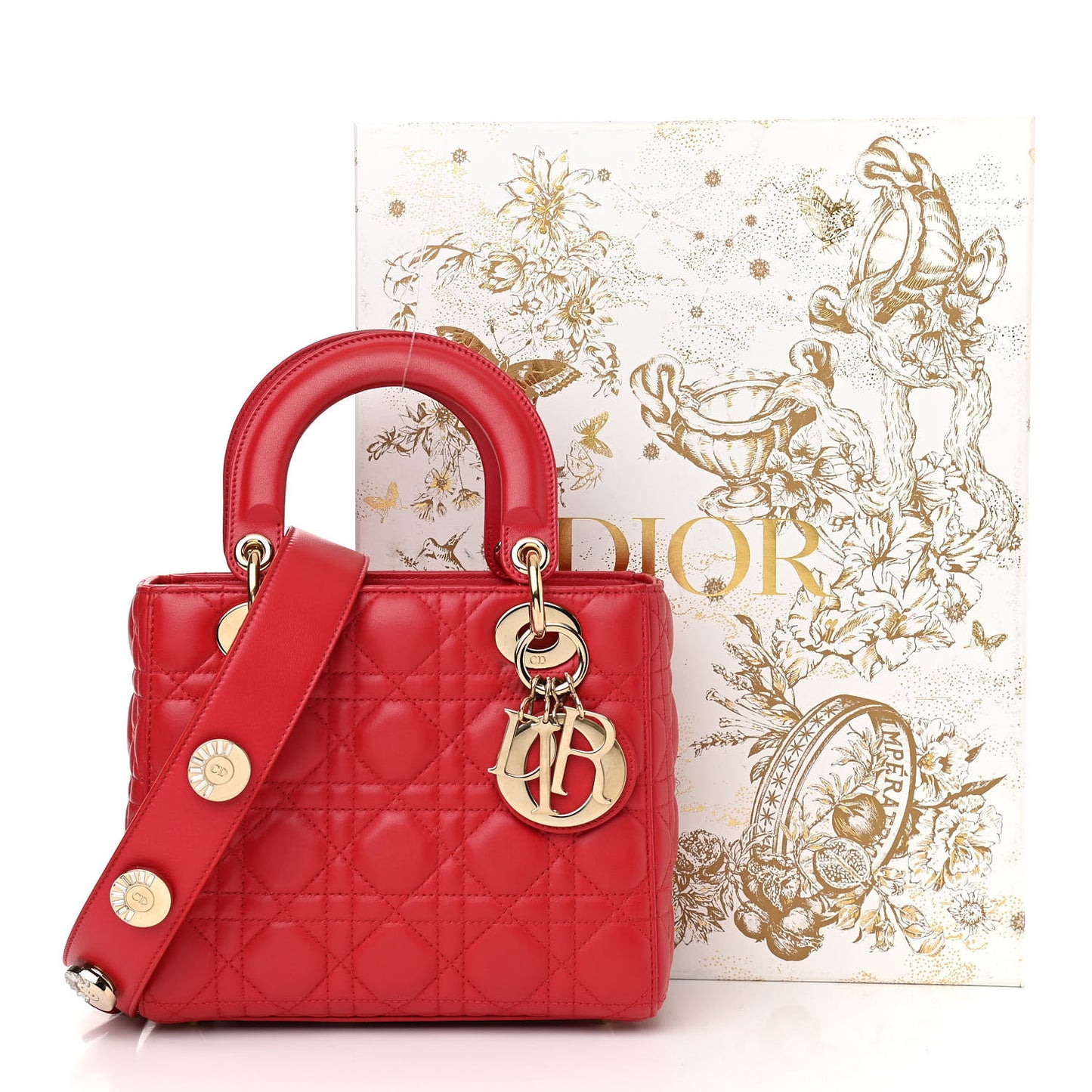 Lambskin Cannage Small My Lady Dior Red
