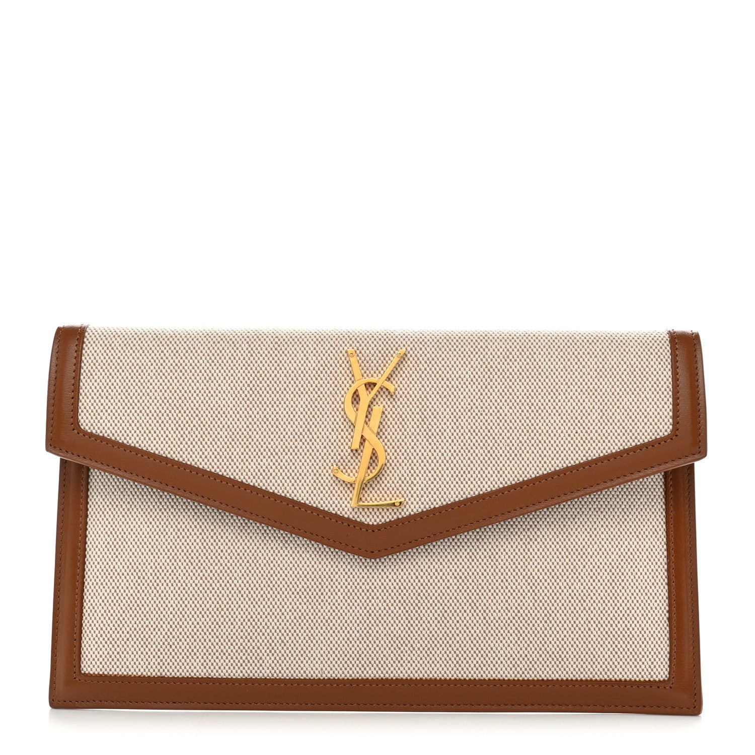 Saint Laurent Canvas Uptown Pouch Natural Beige Brick 1 of 8