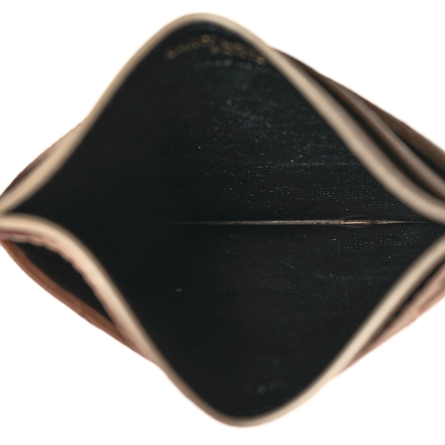 Grain De Poudre Matelasse Chevron Monogram Credit Card Case Dark Beige