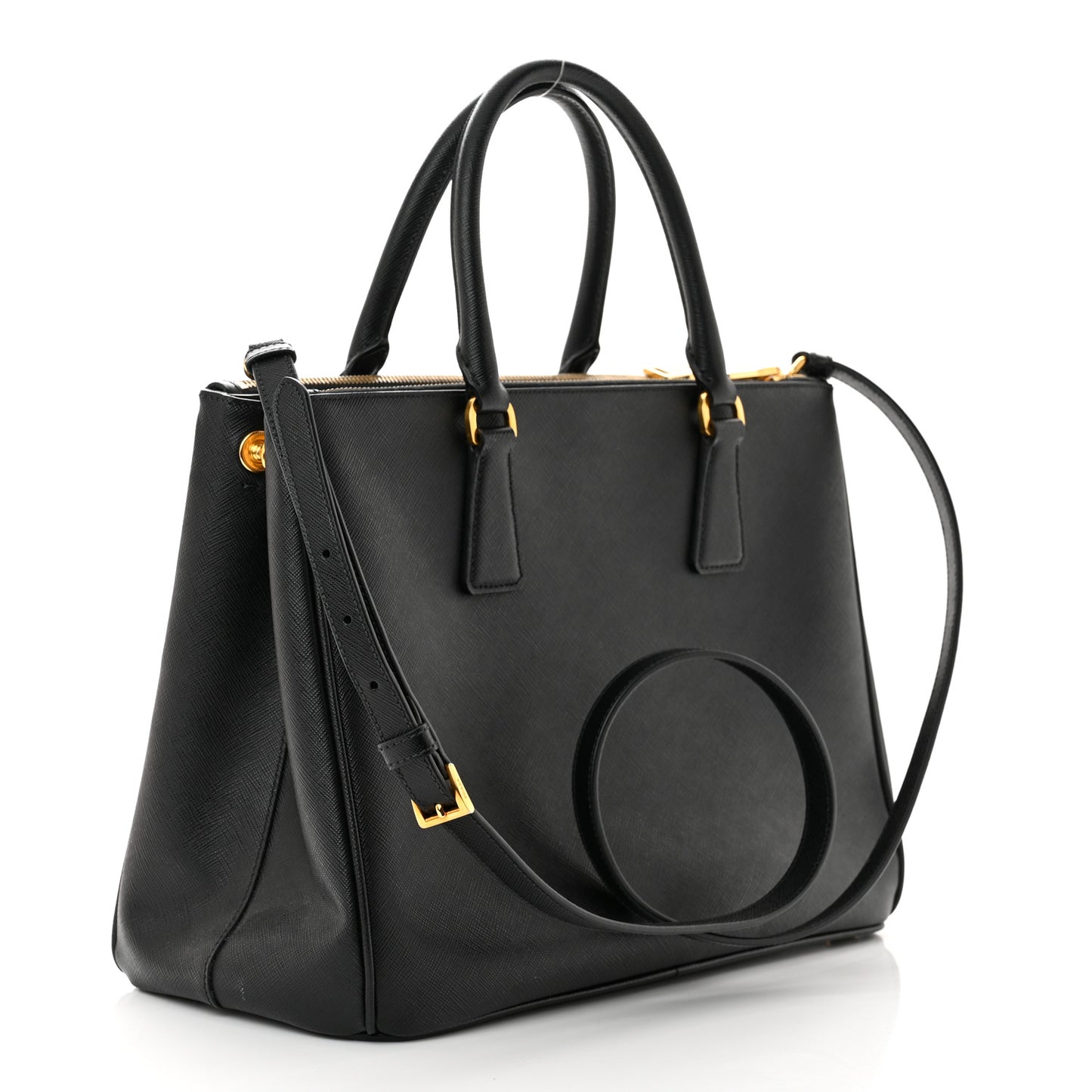Saffiano Medium Galleria Double Zip Tote Black